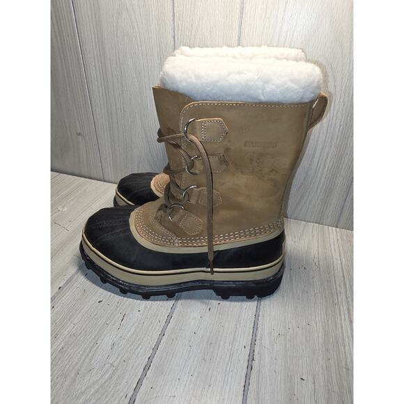 Sorel Boots Caribou Womens 8 Winter Snow Rain Work Sherpa Lined Leather READ - Picture 9 of 12